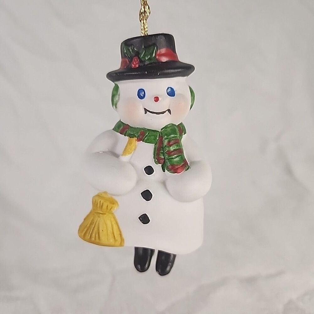 Snowman Ornament/Bell Porcelain Giftco Cheery Chimes Handcrafted Collect A Bell